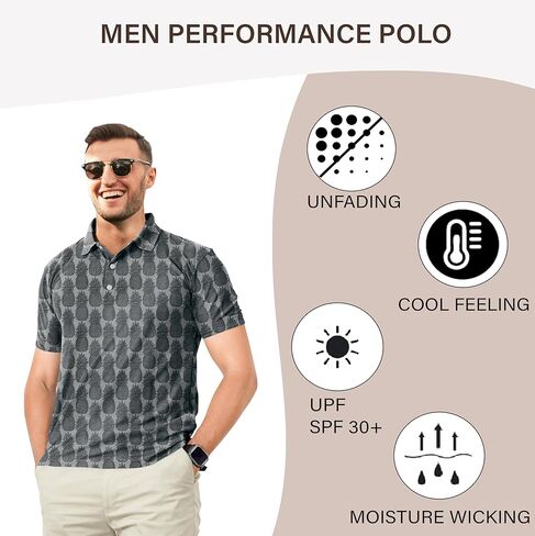 Mens Pickleball Polo Short Sleeve Shirt Dri Fit Men's Performance Sports Summers Shirt Wicking t Golf Shirts for Men in Kuwait