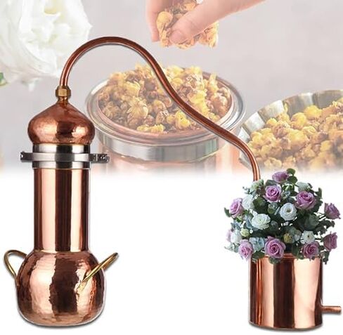 2L/3L Copper Moonshine Still - Pure Copper Distiller for Whiskey & Essential Oils, Home Use, with Cooling Tube, Ideal for Hydrosol & Fresh Flower Extraction in Saudi Arabia
