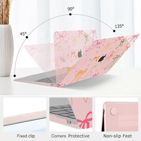 MOSISO Compatible with MacBook Air 13 inch Case 2022 2021 2020 2019 2018 A2337 M1 A2179 A1932, Silk Bowknots Hard Shell&Keyboard Cover&Screen Protector for MacBook Air 13.3 inch Case, Transparent in Saudi Arabia