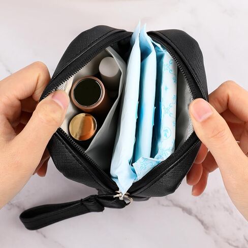 Sanitary Bags Sanitary Napkin Storage Bag Portable Makeup Bag Pad Pouch Tampon Bags Period Pouch First Period Kit for Teen Girls Women (Black) in Kuwait