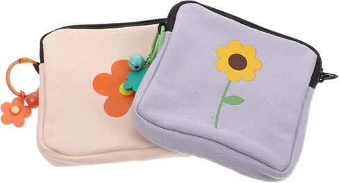 حقيبة نوليتوي قطعتين لمدرسة الفتيات المراهقات، حقيبة تخزين مناديل صحية سرية، منظم وسادة الدورة الشهرية من القماش وحامل سدادة للسفر والمكتب والمحفظة (11.5 × 11.5 سم) in Kuwait