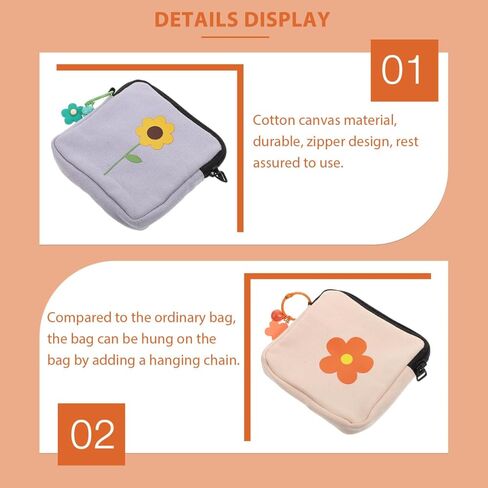 حقيبة نوليتوي قطعتين لمدرسة الفتيات المراهقات، حقيبة تخزين مناديل صحية سرية، منظم وسادة الدورة الشهرية من القماش وحامل سدادة للسفر والمكتب والمحفظة (11.5 × 11.5 سم) in Kuwait