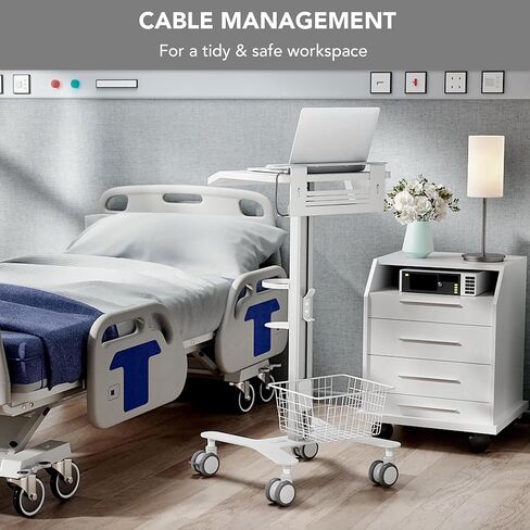 Mount-It! Medical Laptop Cart with Locking Wheels and Anti-Theft Bar, Mobile Computer Workstation for Clinics, Hospitals, Labs – Secure Rolling Cart with Supply Holders and Cable Management in Saudi Arabia