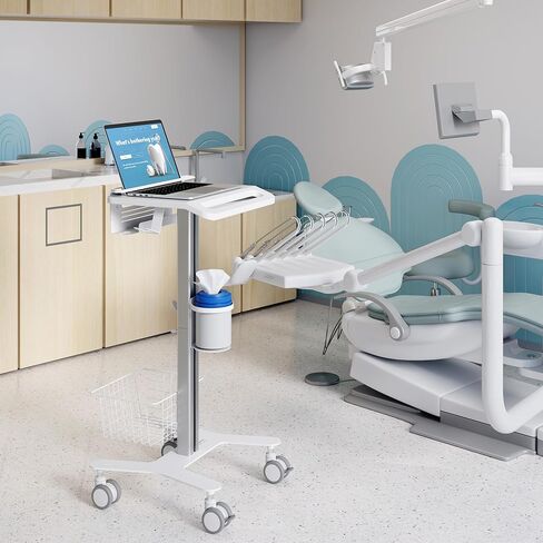 Mount-It! Medical Laptop Cart with Locking Wheels and Anti-Theft Bar, Mobile Computer Workstation for Clinics, Hospitals, Labs – Secure Rolling Cart with Supply Holders and Cable Management in Saudi Arabia