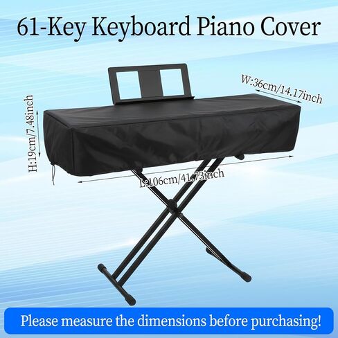 61 Key Keyboard Case - Waterproof Dustproof Electric Piano Keyboard Cover with Music Stand Zipper Adjustable Drawstring - Soft Fabric Piano Cover for 61 Keys Digital Pianos in Saudi Arabia