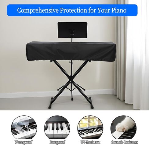61 Key Keyboard Case - Waterproof Dustproof Electric Piano Keyboard Cover with Music Stand Zipper Adjustable Drawstring - Soft Fabric Piano Cover for 61 Keys Digital Pianos in Saudi Arabia