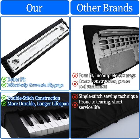 61 Key Keyboard Case - Waterproof Dustproof Electric Piano Keyboard Cover with Music Stand Zipper Adjustable Drawstring - Soft Fabric Piano Cover for 61 Keys Digital Pianos in Saudi Arabia