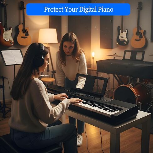 61 Key Keyboard Case - Waterproof Dustproof Electric Piano Keyboard Cover with Music Stand Zipper Adjustable Drawstring - Soft Fabric Piano Cover for 61 Keys Digital Pianos in Saudi Arabia