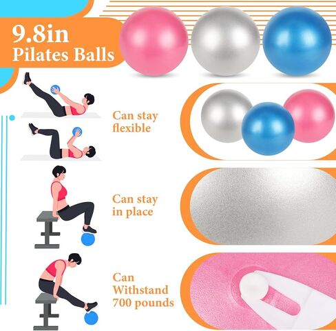 Soulchen 14 Pcs Yoga Pilates Equipment for Women Include Abdominal Roller Wheel 26 Inches Pilate Ball with Pump Exercise Resistance Bands 9.8 Inches Fitness Balls for Home Office Gym Fitness in Saudi Arabia