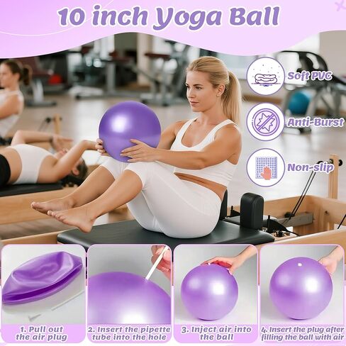 Pilates Equipment Set for Women - 12PCS Pilates Starter Accessories Kit with 10'' Ball, Magic Circle, Yoga Ring, Resistance Bands, Stretching Strap for Home Workout Exercise Beginner Essentials in Saudi Arabia