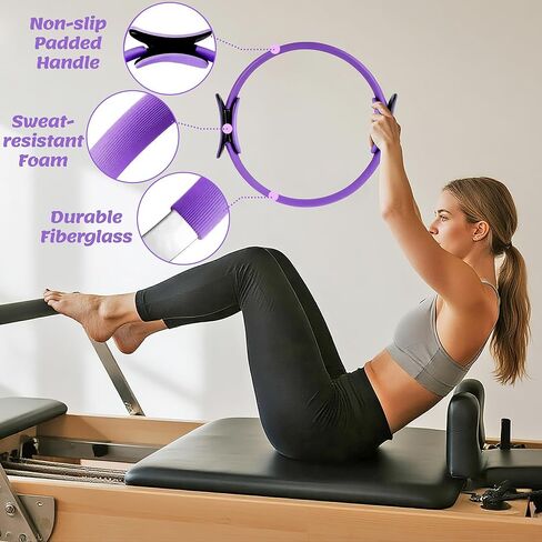 Pilates Equipment Set for Women - 12PCS Pilates Starter Accessories Kit with 10'' Ball, Magic Circle, Yoga Ring, Resistance Bands, Stretching Strap for Home Workout Exercise Beginner Essentials in Saudi Arabia