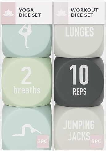 مجموعة نرد اليوغا والتمرين - نرد تمرين للياقة البدنية المنزلية، HIIT، حركات القوة، القلب، التمدد والتنفس | مولد عشوائي ممتع للنساء والرجال والأزواج والمبتدئين والمدربين (إصدار خاص) in Kuwait