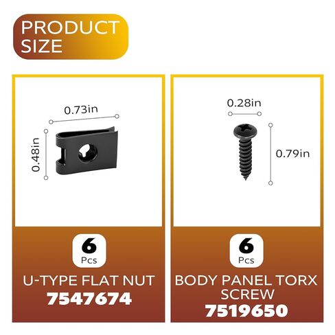 طقم براغي توركس وصواميل مسطحة للوحة الجسم، براغي توركس M6 × 25 مم مع صواميل بلاستيكية مسطحة متوافقة مع Polaris Ranger وRZR وعام (2014-2025)، بديل لـ 7519650 و7547674، مجموعة من 6 in Kuwait