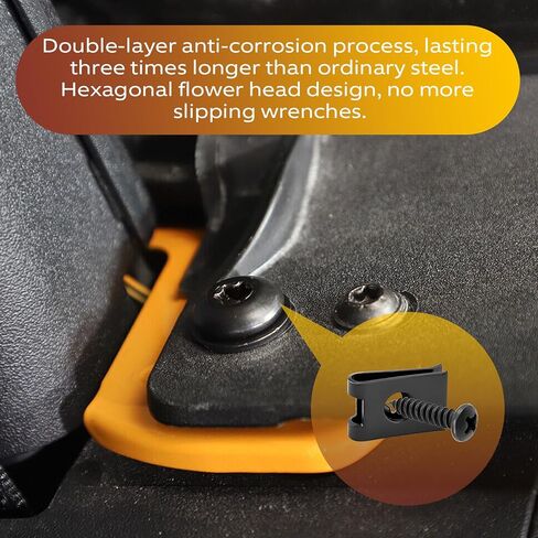 طقم براغي توركس وصواميل مسطحة للوحة الجسم، براغي توركس M6 × 25 مم مع صواميل بلاستيكية مسطحة متوافقة مع Polaris Ranger وRZR وعام (2014-2025)، بديل لـ 7519650 و7547674، مجموعة من 6 in Kuwait