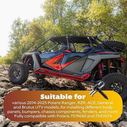 طقم براغي توركس وصواميل مسطحة للوحة الجسم، براغي توركس M6 × 25 مم مع صواميل بلاستيكية مسطحة متوافقة مع Polaris Ranger وRZR وعام (2014-2025)، بديل لـ 7519650 و7547674، مجموعة من 6 in Kuwait