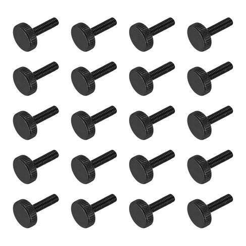MECCANIXITY 20pcs M4 x 10mm Knurled Thumb Screws, Black Steel Flat Head Thumb Screws Metric Knurled Bolts Grip Knobs Hand Tighten Thread Fasteners in Saudi Arabia