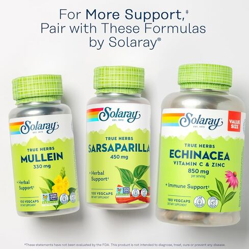 SOLARAY جذر Sarsaparilla 450 مجم - دعم عشبي تقليدي - غير معدل وراثيًا، نباتي، تم التحقق منه معمليًا - ضمان استعادة الأموال لمدة 60 يومًا - 100 وجبة، 100 كبسولة نباتية in Saudi Arabia