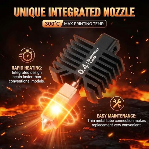 Original Bambuu Lab X1C, X1E Hotend Complete Kit All-in-one Hardened Steel 0.4mm Nozzle, Cooling Fan&Heating Block for X1 Series 3D Printer Extruder Heating Block Replacement in Saudi Arabia