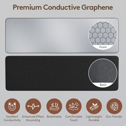 حصيرة التأريض من الجرافين للسرير: علاج أرضي داخلي لتحسين النوم وتعزيز الطاقة - وسادة نوم موصلة مع فوائد مؤرضة - مجموعة هدايا صحية للنساء (كاليفورنيا كينج) in Kuwait