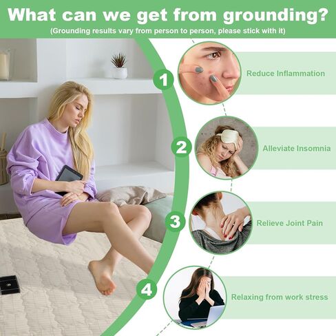 Grounding Mat Kit 34 x 50 Inch, Grounding Mat for Sleep, Energy, Pain Relief, Inflammation, Balance, Wellness in Kuwait