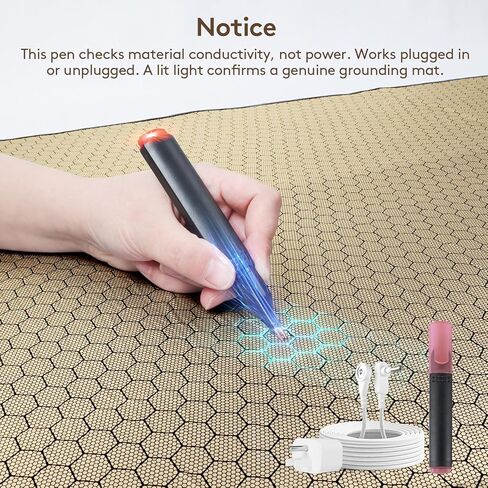 حصيرة أرضية من الجرافين للسرير: وسادة أرضية لتحسين النوم وتقليل القلق والالتهاب - وسادة نوم موصلة مضادة للانزلاق مع سلك بطول 15 قدم وقلم اختبار 24.4 بوصة × 60 بوصة in Kuwait