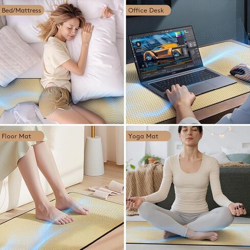 حصيرة أرضية من الجرافين للسرير: وسادة أرضية لتحسين النوم وتقليل القلق والالتهاب - وسادة نوم موصلة مضادة للانزلاق مع سلك بطول 15 قدم وقلم اختبار 24.4 بوصة × 60 بوصة in Kuwait