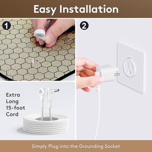 حصيرة أرضية من الجرافين للسرير: وسادة أرضية لتحسين النوم وتقليل القلق والالتهاب - وسادة نوم موصلة مضادة للانزلاق مع سلك بطول 15 قدم وقلم اختبار 24.4 بوصة × 60 بوصة in Kuwait