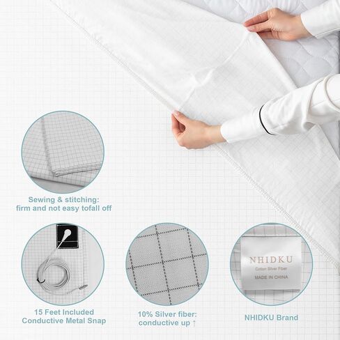 Grounding Sheets King Size,Grounding Flat Sheets 20% Silver for Bed Sleeping for Better Sleep,Grounding Sheets with Grounding Cord in Kuwait