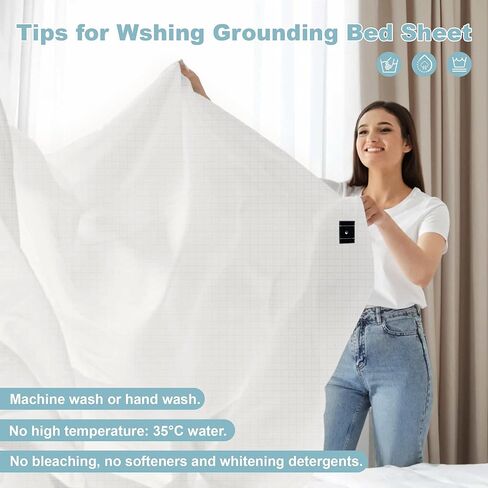Grounding Sheets King Size,Grounding Flat Sheets 20% Silver for Bed Sleeping for Better Sleep,Grounding Sheets with Grounding Cord in Kuwait