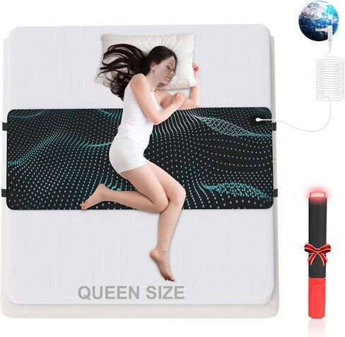 Grounding Mat for Bed - Earth Grounding Pad, PU Leather Grounded Mats for Improve Sleep, Relaxation, Balanced Energy, Conductive Grounding Mattress Pad with Adjustable Straps in Kuwait