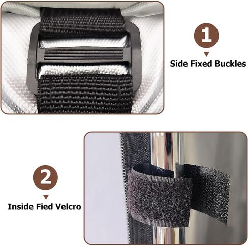 غطاء رف سلكي من Rileytee، أغطية أرفف مقاومة للماء والغبار 600D شديدة التحمل لرفوف الأسلاك، غطاء رف تخزين خارجي للحامل بسحاب، 48 بوصة عرض × 18 بوصة عمق × 72 بوصة ارتفاع، (بيج وبني) in Kuwait