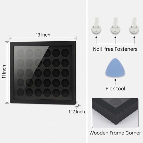 علبة عرض شرائح البوكر لـ 30 شريحة: صندوق ظلال لحامل العملات المعدنية مقاس 39/40 مم، أو إطار عرض على الحائط أو سطح الطاولة للمجموعات in Kuwait