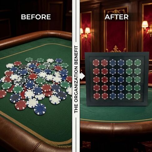 علبة عرض شرائح البوكر لـ 30 شريحة: صندوق ظلال لحامل العملات المعدنية مقاس 39/40 مم، أو إطار عرض على الحائط أو سطح الطاولة للمجموعات in Kuwait