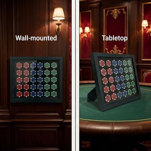 علبة عرض شرائح البوكر لـ 30 شريحة: صندوق ظلال لحامل العملات المعدنية مقاس 39/40 مم، أو إطار عرض على الحائط أو سطح الطاولة للمجموعات in Kuwait