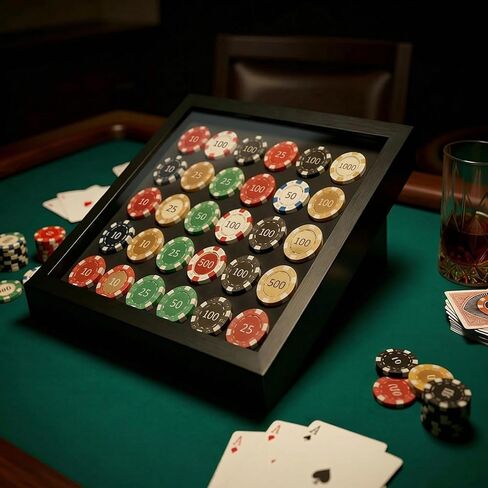 علبة عرض شرائح البوكر لـ 30 شريحة: صندوق ظلال لحامل العملات المعدنية مقاس 39/40 مم، أو إطار عرض على الحائط أو سطح الطاولة للمجموعات in Kuwait