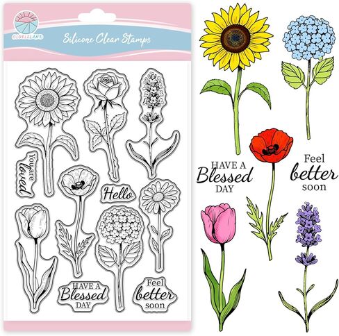 Globleland Flowers Postage Stamps Clear Clear For Card Flowers Magnolia Postmark Silicone Clear Clear Stamps Seal Seal for Diy Scrapsing Photo Photo Decor in Saudi Arabia