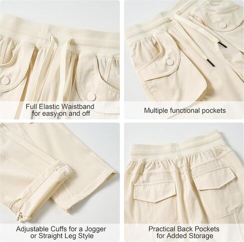 Rolanko Baggy Cargo Pants for Girls Hiking Pants Waterproof Lightweight Quick Dry Joggers for School Outdoor Travel (Beige, 14-15Y) in Saudi Arabia