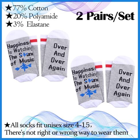 PXTIDY Sound Music Musical Socks Broadway Musical Gifts Happiness Is Watching Music Theatre Novelty Socks Theater Gifts in Kuwait