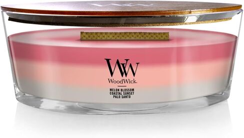WoodWick Medium Hourglass Candle, Oceanic - Premium Soy Blend Wax, Pluswick Innovation Wood Wick, Made in USA, Multicolor, 9.7 oz. in Kuwait
