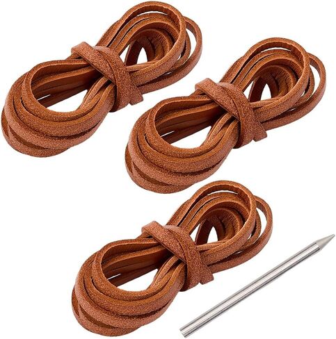 GORGECRAFT Baseball Glove Relacing Kit Include 6m 3 Rolls 5mm Sienna Cowhide Leather Cords Stainless Steel Knitting Needle Sport Softball Mitts Repair Lacing Accessories for Catchers Glove in Saudi Arabia