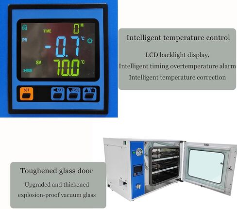 فرن تجفيف فراغ 1.9 قدم مكعب، 50-200 درجة مئوية فرن فراغ رقمي للتحكم في درجة الحرارة مع شاشة LCD، معدات تجفيف مختبر ذات رفين in Kuwait