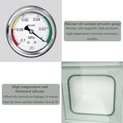 فرن تجفيف فراغ 1.9 قدم مكعب، 50-200 درجة مئوية فرن فراغ رقمي للتحكم في درجة الحرارة مع شاشة LCD، معدات تجفيف مختبر ذات رفين in Kuwait