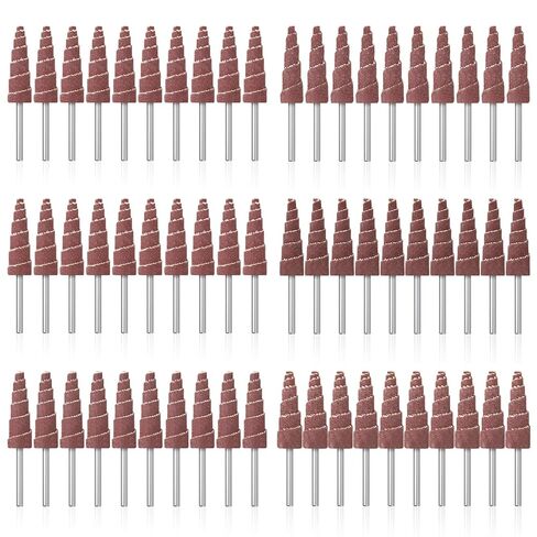 60PCS 3×10mm Cone Shape Abrasive Flap Wheel, 3mm Shank, Sandpaper Grinding Head for Rotary Tool, 80/120/240/320/400/600 Grit Rotary Tool for Polishing and Deburring in Saudi Arabia
