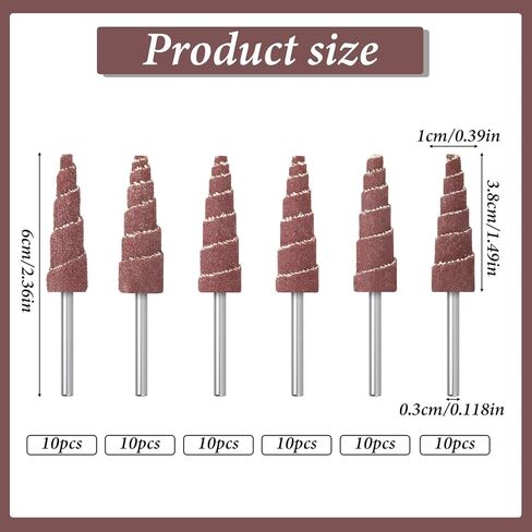 60PCS 3×10mm Cone Shape Abrasive Flap Wheel, 3mm Shank, Sandpaper Grinding Head for Rotary Tool, 80/120/240/320/400/600 Grit Rotary Tool for Polishing and Deburring in Saudi Arabia