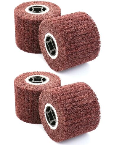 QWORK 60 Grit Non-Woven Abrasive Flap Wire Drawing Polishing Burnishing Wheels, 4 Pack Strong Cutting Force for Smooth and Mirror-Like Finish on Stainless Steel Surfaces, Wire Drawing and Polishing in Saudi Arabia