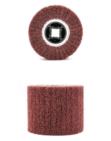 QWORK 60 Grit Non-Woven Abrasive Flap Wire Drawing Polishing Burnishing Wheels, 4 Pack Strong Cutting Force for Smooth and Mirror-Like Finish on Stainless Steel Surfaces, Wire Drawing and Polishing in Saudi Arabia