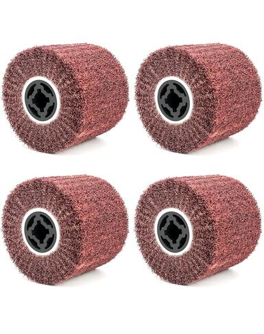 QWORK 60 Grit Non-Woven Abrasive Flap Wire Drawing Polishing Burnishing Wheels, 4 Pack Strong Cutting Force for Smooth and Mirror-Like Finish on Stainless Steel Surfaces, Wire Drawing and Polishing in Saudi Arabia