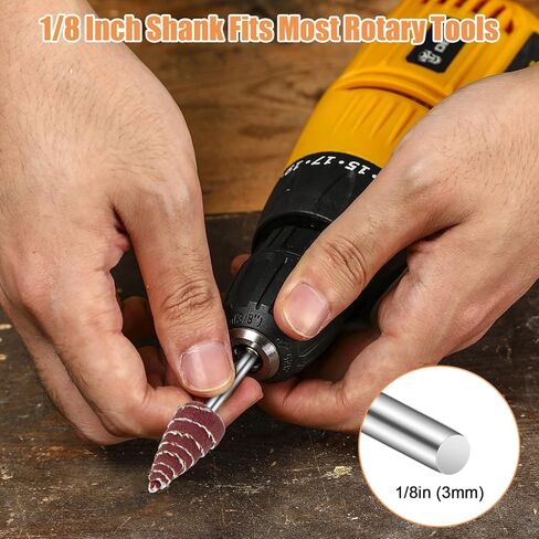 TSV 60 قطعة من عجلات القلاب الكاشطة على شكل مخروطي، ماكينة صنفرة عجلة ذات رفرف ساق مستديرة 1/8 بوصة للحفر، 80/120/240/320/400/600 رأس طحن ورق الصنفرة للأخدود، تلميع الزوايا in Kuwait