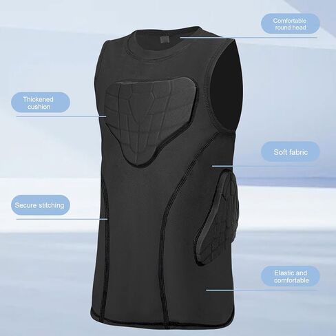 Youth Football Padded Vest, Thickened Anti Collision Protective Shirt with Breathable Polyurethane Material, for Basketball Cycling Sports Training (YL) in Saudi Arabia