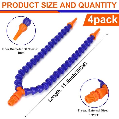 4 Pcs Y Shape Round Nozzle Coolant Hose, 1/4" Thread Water Oil Coolant Hose Pipe 11.8 Inch Plastic Adjustable Flexible Cooling Tube for CNC, Lathe, Milling Machine in Saudi Arabia